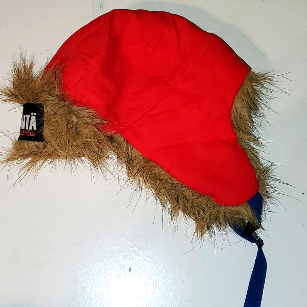 Kids ubisex M Pikku Emanta Faux fur red bummer hat